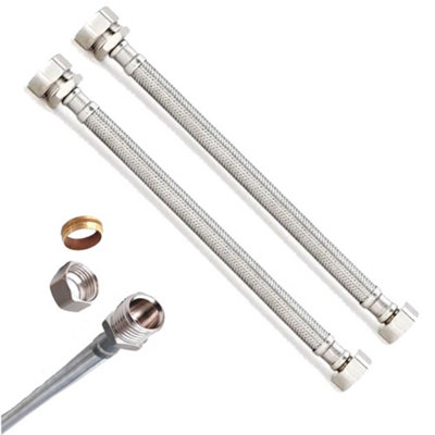 X2 Essentials 15mm x 3/4" x 30cm Flexible Tap Connector - 9.5mm Bore