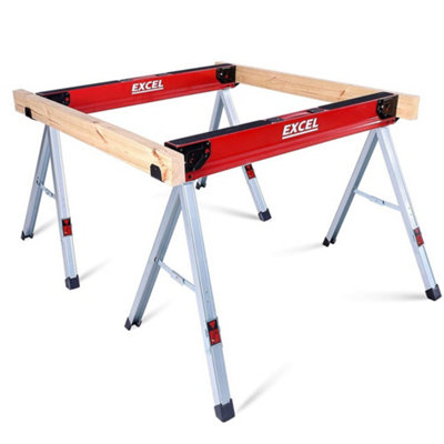 X2 Excel Twin Pack 8502 Heavy Duty Steel Folding Saw Horse Easy Carry 1000kg - 4