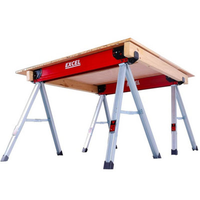X2 Excel Twin Pack 8502 Heavy Duty Steel Folding Saw Horse Easy Carry 1000kg - 5