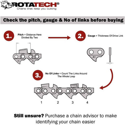 x2 Genuine Rotatech Chainsaw Chain for Ryobi RPP750S Pole Pruner