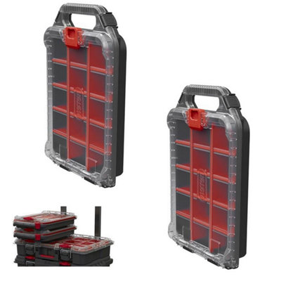 x2 Keter Stack N Roll Organiser Half Footprint Tool Box Case KETSNRHORG 253381