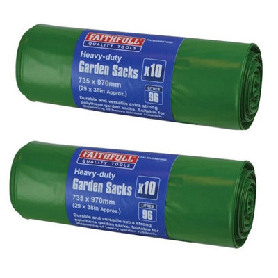 X2 Rolls Faithfulll Heavy-Duty Strong Garden Sacks Bin Bags x10 FAIBAGGS10HD