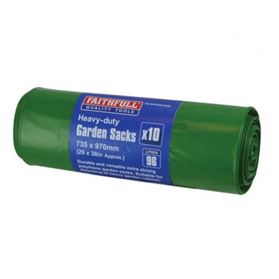 X2 Rolls Faithfulll Heavy-Duty Strong Garden Sacks Bin Bags x10 FAIBAGGS10HD