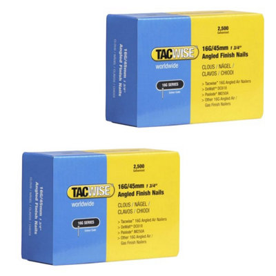 x2 Tacwise 0771 16g 45mm Angled Nails X 2500 16 Gauge DCN660 IM65A F16 M18FN16GA