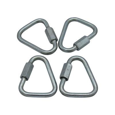 X4 12MM Zinc Plated Delta Shape Quick Links - Maillon Triangle Webbing Triangular
