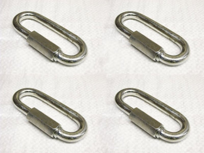 X4 14MM Galvanised Long Series Quick Link - Rope Secure Attach Galv Maillon