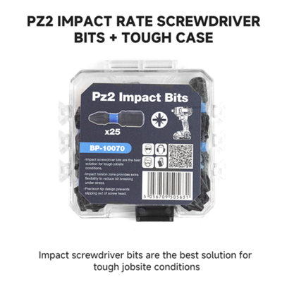 X4 BAP 25PC Impact Torsion PZ2 Pozi 2 Screwdriver Set Drill Bits Impact Driver