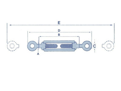 x4 M5 Galvanised Forged Straining Screw Eye Eye - Caravan Turnbuckle Open Body