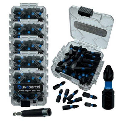 X5 BAP 25PC Impact Torsion PZ2 Pozi 2 Screwdriver Drill Bit + Magnetic Holder