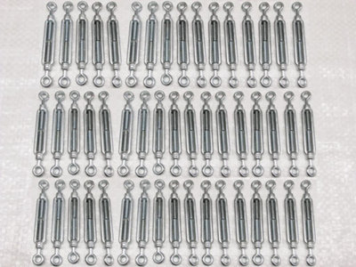 x50 M6 Galvanised Forged Straining Screw Eye Eye - Caravan Turnbuckle Open Body