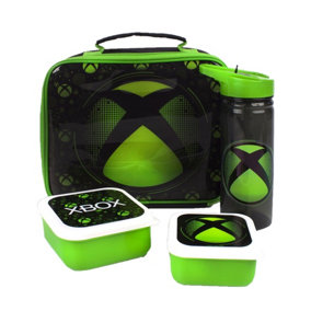 Xbox Childrens/Kids Logo Lunch Bag and Bottle Set (Pack of 4) Black/Green (One Size)