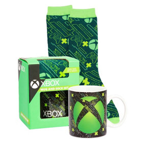 Xbox Childrens/Kids Logo Mug and Sock Set Green (One Size)