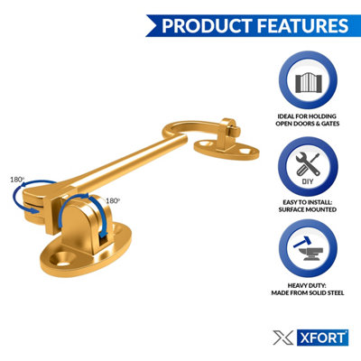 XFORT 100mm Polished Brass Cabin Hook - 3
