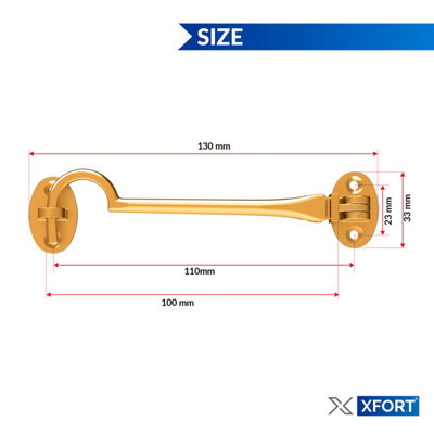 XFORT 100mm Polished Brass Cabin Hook - 5