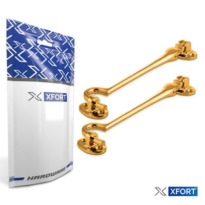 XFORT 100mm Polished Brass Cabin Hook - 6