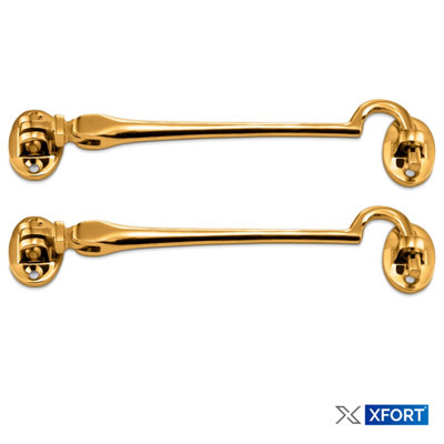 XFORT 100mm Polished Brass Cabin Hook - 7