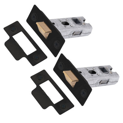 XFORT 2 Pack 65mm Matt Black Tubular Latch, Mortice Door Latch