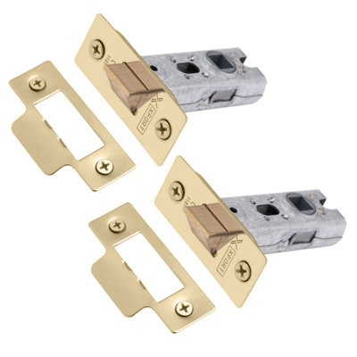 XFORT 2 Pack 65mm Polished Brass Tubular Latch Mortice Door Latch