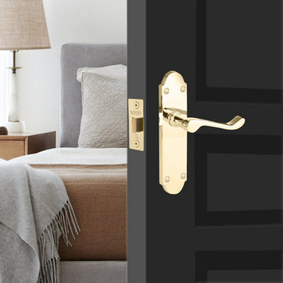 XFORT 2 Pack 65mm Polished Brass Tubular Latch Mortice Door Latch - 5