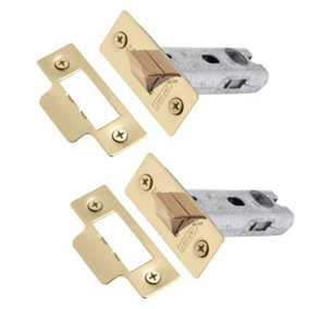 XFORT 2 Pack 75mm Polished Brass Tubular Latch, Mortice Door Latch