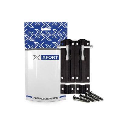 XFORT 2 Pack Heavy Duty Tower Bolt Black 100mm (4") - 6