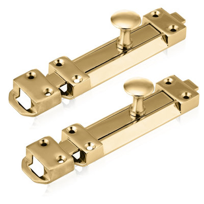 XFORT 2 Pack Polished Brass Heavy Door Bolt