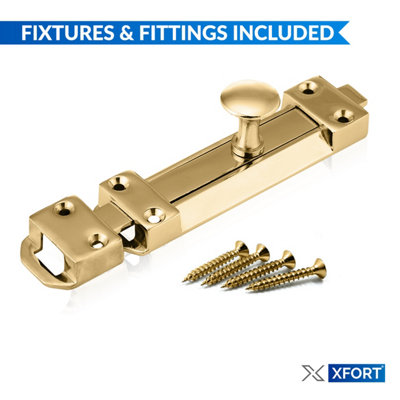 XFORT 2 Pack Polished Brass Heavy Door Bolt