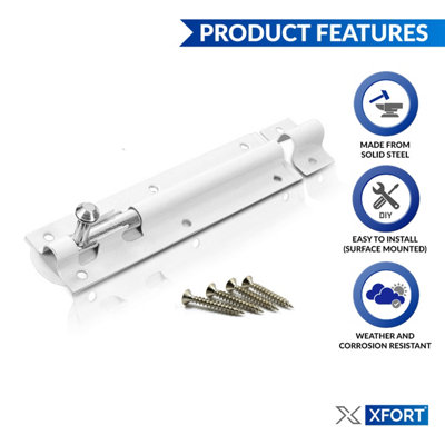 XFORT 2 Pack Tower Bolt White 150mm (6") - 3