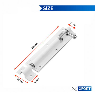 XFORT 2 Pack Tower Bolt White 150mm (6") - 5
