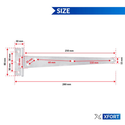 XFORT 2 Pack Zinc Plated 250 mm T-Hinge - 7