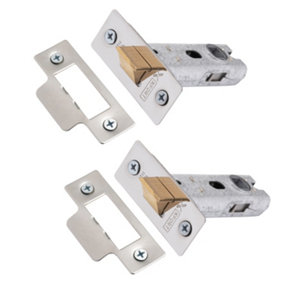XFORT 2 Sets of 75mm Polished Chrome Tubular Latch, Mortice Door Latch