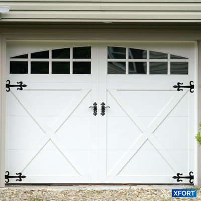 XFORT Dekorative Türscharniere 264mm - Antik Schwarz Fleur-de-Lys Design Für Tore & Türen