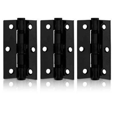 XFORT 3 Inch (75mm) Matt Black Ball Bearing Hinges, Steel Door Hinge for Wooden Doors (1.5 Pairs)