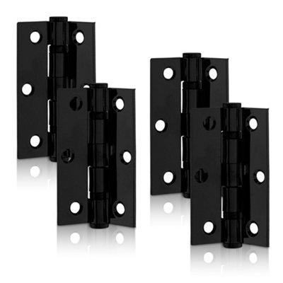 XFORT 3 Inch (75mm) Matt Black Ball Bearing Hinges, Steel Door Hinge for Wooden Doors (2 Pairs)