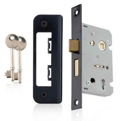 XFORT 3 Lever Matt Black Mortice Sashlock 65mm