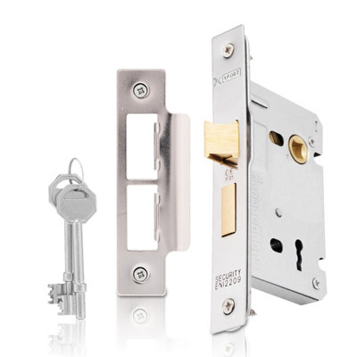 XFORT 3 Lever Polished Chrome Mortice Sashlock 65mm