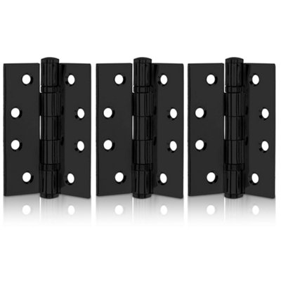 XFORT 4 Inch (100mm) Matt Black Ball Bearing Hinges, Steel Door Hinge for Wooden Doors (1.5 Pairs)