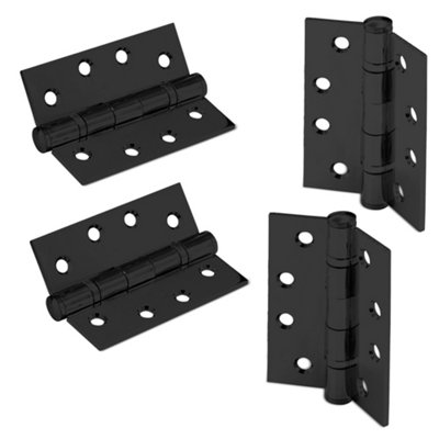 XFORT 4 Inch (100mm) Matt Black Ball Bearing Hinges, Steel Door