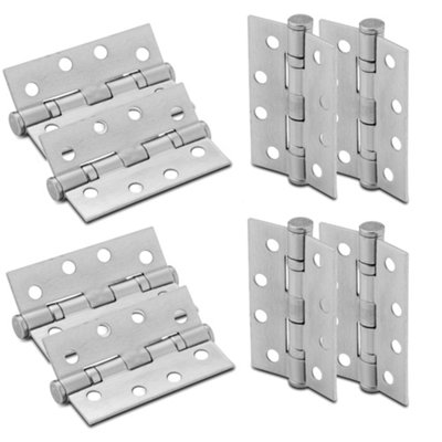 XFORT 4 Inch (100mm) Satin Chrome Ball Bearing Hinges, Steel Door Hinge for Wooden Doors (4 Pairs)