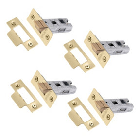 XFORT 4 Pack 75mm Polished Brass Tubular Latch, Mortice Door Latch