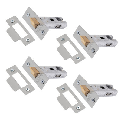 XFORT 4 Pack 75mm Satin Chrome Tubular Latch, Mortice Door Latch