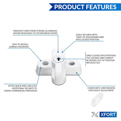 XFORT 4 Pack Door Jammer and Window Locks for uPVC Doors and Windows