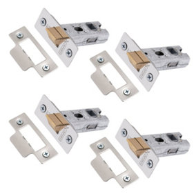 XFORT 4 Sets of 65mm Polished Chrome Tubular Latch, Mortice Door Latch