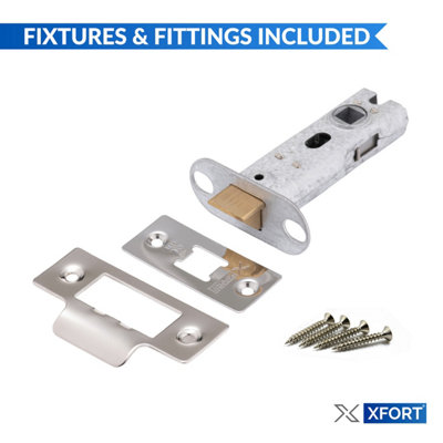 XFORT 4 Sets of 75mm Polished Chrome Tubular Latch, Mortice Door Latch