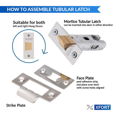 XFORT 4 Sets of 75mm Polished Chrome Tubular Latch, Mortice Door Latch
