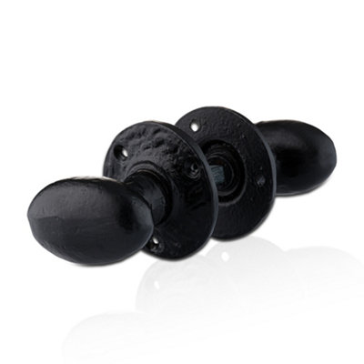 XFORT 63mm Black Antique Oval Mortice Knob Set, 1 Pair