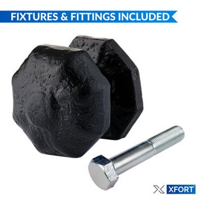 XFORT 63mm Black Antique Centre Door Knob Octagonal Black Centre
