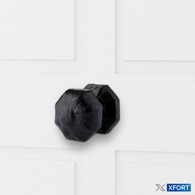 XFORT 63mm Black Antique Centre Door Knob Octagonal Black Centre