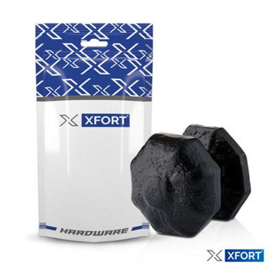 XFORT 63mm Black Antique Centre Door Knob Octagonal Black Centre