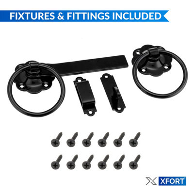 XFORT Black Ring Gate Latch, Garden Gate Latch